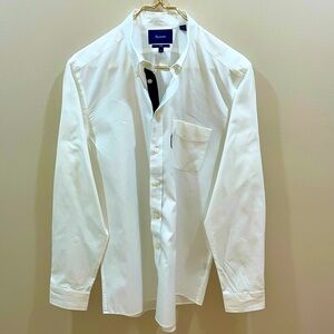 Faconnable Men’s White Blue Placket Button Down Shirt. Large. New Condition.